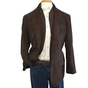 Tasso Elba Field Jacket Mens XL Brown Excellent Faux Suede Removable Bib Layered